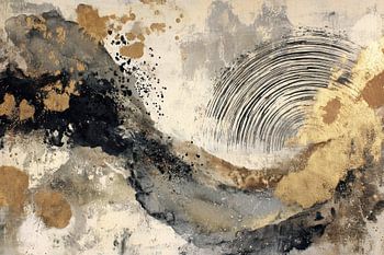 Abstract Schilderij - Beige Goud Mysterieus en Modern