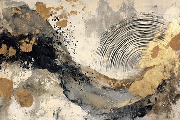 Abstract Painting - Beige Gold Mysterious and Modern