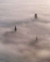 Martini church in Bolsward: Morning mist at Sunrise