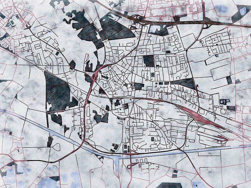 Map of Peine with the style 'White Winter' by Maporia
