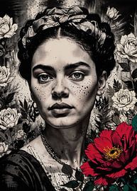 Abstract black and white Frida by Inspire Art