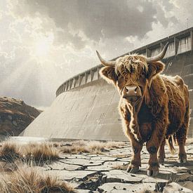 Highlander écossais au barrage sur Emiel de Lange