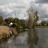 an idyllic polder landscape with cumulus clouds by W J Kok