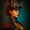 Steampunk dame met rood haar van Digital Art Nederland