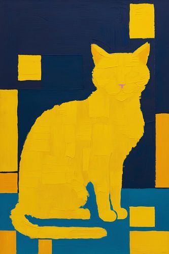 Geometrische kat in abstract ontwerp