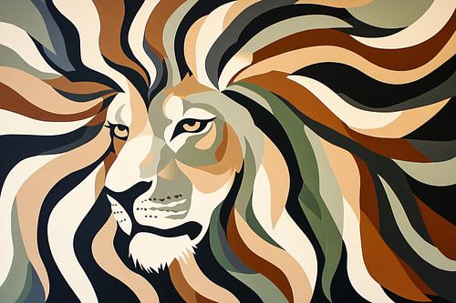 Abstracte leeuw met manen
