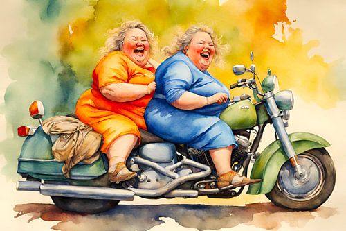 2 femmes sociables à moto sur De gezellige Dames