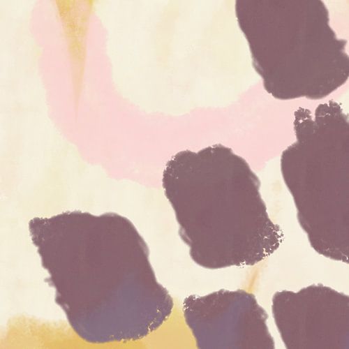 Kleurrijk abstract schilderij in paars, roze, wit, geel