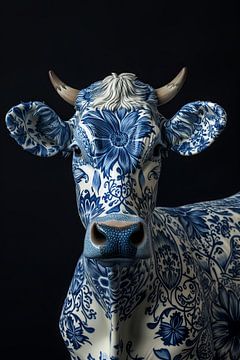 Delfts blauwe koe van Richard Rijsdijk