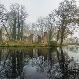 Ruined Toutenburgh Stadspark Old Ruitenborgh Vollenhove in the mist by R Smallenbroek