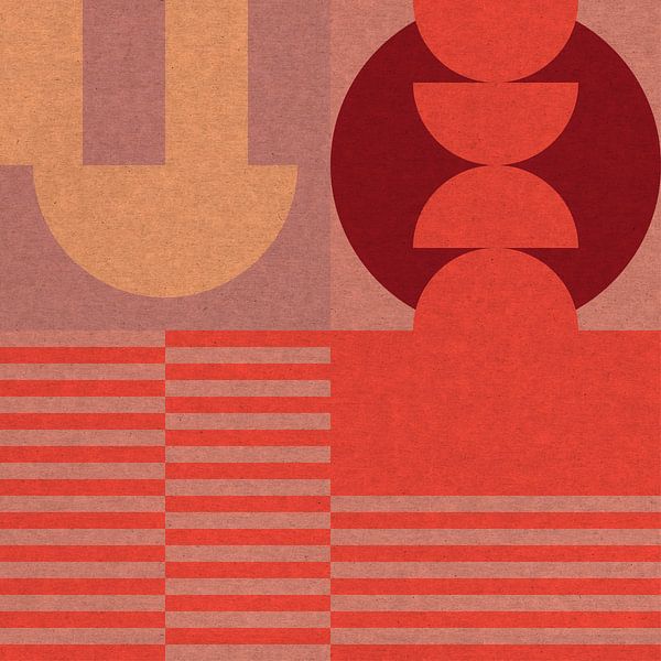 Abstrakte geometrische Formen in Retro-Farben V von Abstrakte minimalistische Kunst