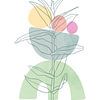 Minimalistisch design met een bladplant in pastelkleuren van Tanja Udelhofen