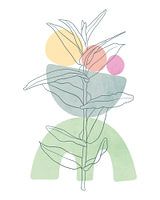 Minimalistisches Design mit einer Blattpflanze in Pastellfarben