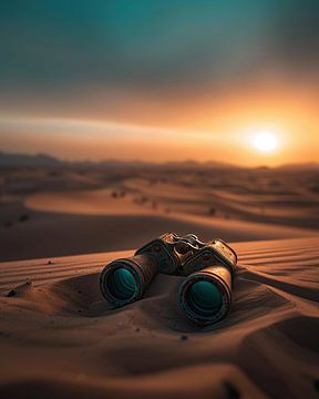 Verrekijker in de woestijn van fernlichtsicht