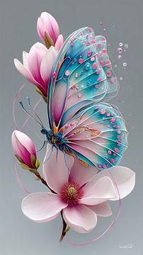 vlinder op bloem van Gelissen Artworks