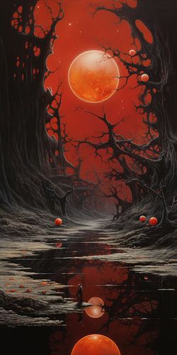 Digital created bizarre surreal planet