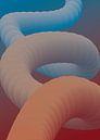 Forme psychédélique, colorée et abstraite de serpent/tube - 4 par Pim Haring Aperçu