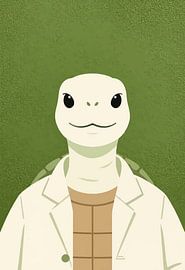 Dr. Shell: Die freundliche Schildkröte im Laborkittel – Wandbild „ & “