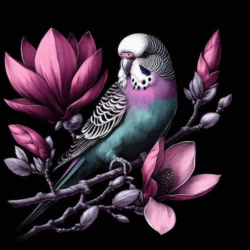 Parakeet on Magnolia Branch