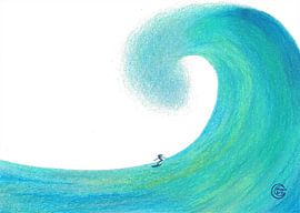 Surfing the waves by Monique van Kipshagen - Heartwarming Arts