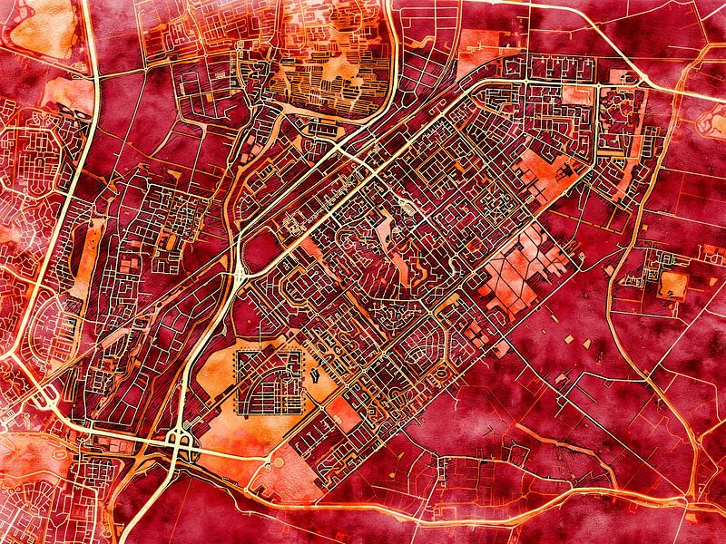 Map of Heerhugowaard with the style 'Amber Autumn' by Maporia
