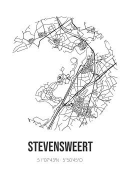 Stevensweert (Limburg) | Landkaart | Zwart-wit van Rezona