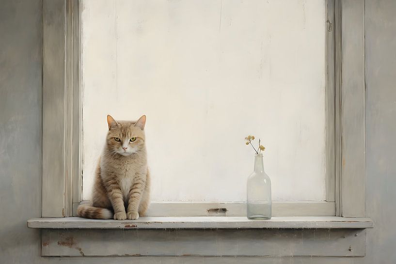 Cat at the window by Heike Hultsch