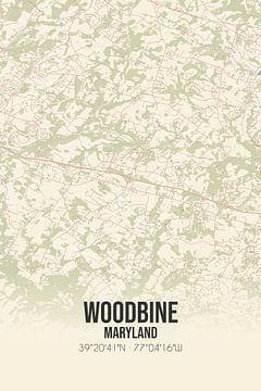Vintage landkaart van Woodbine (Maryland), USA. van MijnStadsPoster