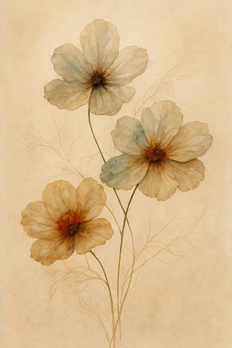 Élégance botanique à l'aquarelle