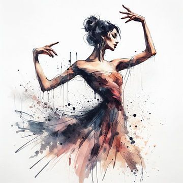 Aquarel Balletdanseres #1 van Chromatic Fusion Studio