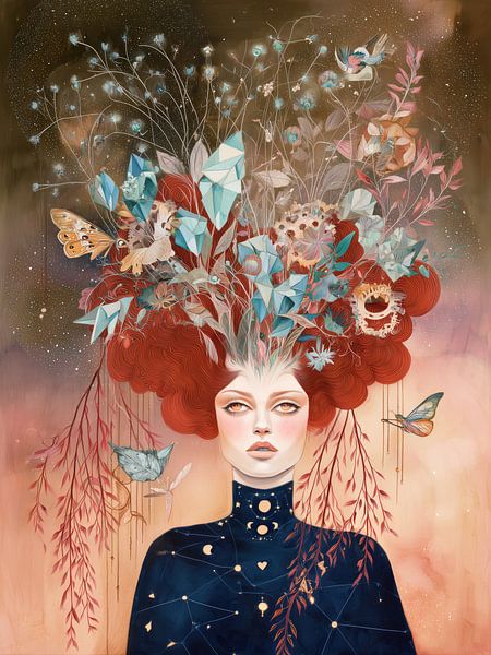 Garden of Mind - Imaginative woman with floral headdress by MArt