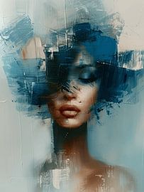 Blue Monday, portrait abstrait sur Carla Van Iersel