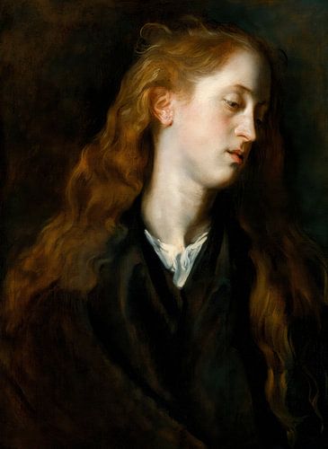 Studie Kop van een jonge vrouw - Anthony van Dyck