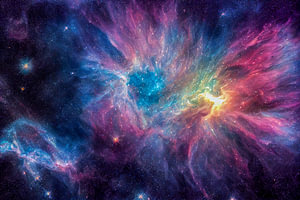 Universum mit Nebel und Sternen Illustration
