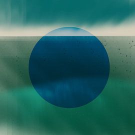 Neon art. Colorful minimalist geometric abstract in blue and green by Dina Dankers