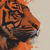 Tiger Porträt in Explosion von Orange von Eva Lee
