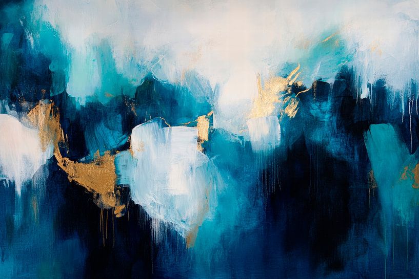 Composition abstraite de couleurs en or bleu par Poster Art Shop