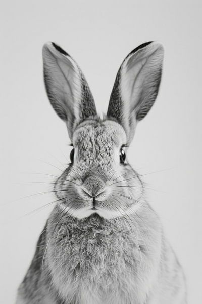 Kaninchen-Porträt in Schwarz-Weiß von Poster Art Shop