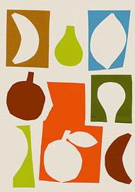 Formes abstraites ludiques aux couleurs chaudes sur Olga Markens