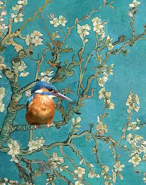 IJsvogel en de Amandelbloesem- Vincent-van-Gogh van Digital Art Studio