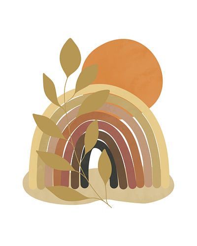 Minimalistisch landschap met regenboog