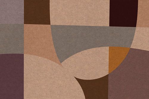 Formes organiques jaunes, roses et brunes. Art géométrique moderne abstrait et rétro dans des couleu