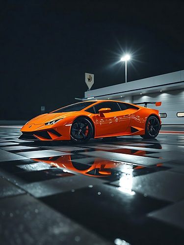 Lamborghini Huracan STO Orange Wet Road 2