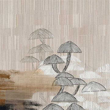 Japandi - WabiSabi Mixed Media Art: Herfst in structuren van Studio Pieternel