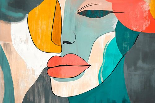 Colourful face profile in abstract style