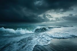 Wellen an der Küste während des Sturms