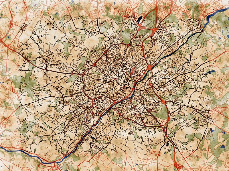 Map of Limoges with the style 'Serene Summer' by Maporia
