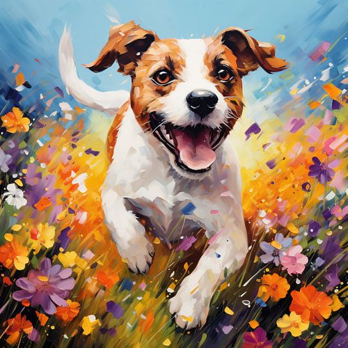 Jackrussel Rennen: Levendig Canvas