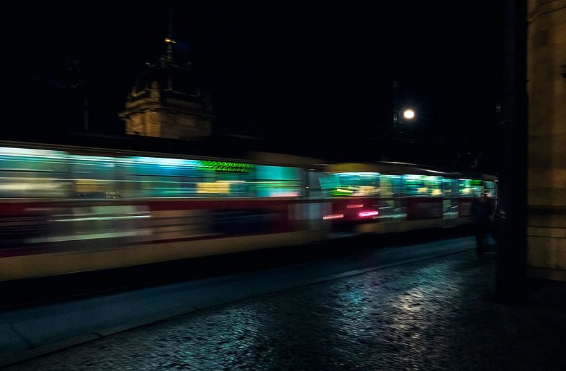 Prague tram in the evening by Anouschka Hendriks