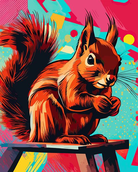Écureuil Charisma - Pop Art Écureuil rouge en couleur par SOTA ArtSign